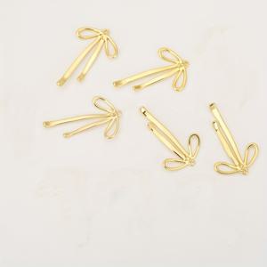 TEMU 5pcs 우아한 리본 모양 DIY 보석 귀걸이 패던트 - 18K 금박 금색 구리, 멋진 액세서리 제작, 보석 만들기 용품에 적합