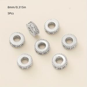 TEMU 5pcs 14/18K 금속 코팅 브래스 직선 엣지 지르코니아 비즈 - 반짝이는 투명하고 분홍색 보석 스페이서 DIY 보석 만들기, 팔찌, 발목, 귀걸이, 목걸이 - 내구성 지르코니아 비즈 강화 내구성 및 스타일, 비즈 액세서리, 팔찌 장식, 우아한 비즈 디자인, 다듬은 마감 비즈|귀걸이|은목걸이|비즈목걸이
