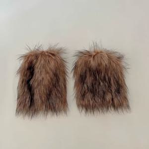 TEMU 1쌍 여성용 두꺼운 겨울 레그워머 - 퍼 느낌의 텍스처, 청바지용 허벅지 커버리지, 핸드워시 가능한 추위 방어 액세서리, 포근한 윈터웨어, 패션 러브러즈를 위한 소프트 원단, 스커트 스타일 삭스