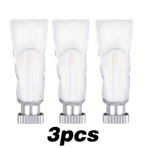 TEMU 3개 세트 PETG 립글로스 & 립스틱 튜브 - 4ml 투명 리필 가능 컨테이너, 누수 방지 디자인, DIY 립틴트/밤/글로스용, 슬림한 튜브 디자인, 내구성 있는 화장품 용기