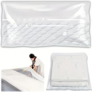 TEMU 1pc 초대형 진공 압축 보관 가방 매트리스, 소파 쿠션 및 이동 필수품 - 지속 가능한 플라스틱 정리함, 지퍼 잠금, 공간 절약 디자인, 가정 및 여행 사용, 매트리스 보관