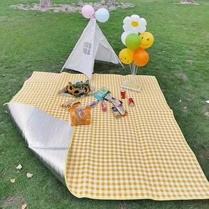TEMU 200cm*200cm 대형 알루미늄 호일 피크닉 매트, 잔디 매트, 캠핑 텐트 매트, 삼중 복합 소재, 접이식 휴대용, 사계절 사용 가능, 야외 캠핑, 피크닉, 나들이, 해변 여행 등에 적합, 캠핑 매트, 해변 담요,여행용 매트,접이식 디자인,휴대하기 쉬움,손세탁만 가능,내구성 있는 소재,지면 커버,피크닉 액세서리,가족 피크닉,해변 방문객들