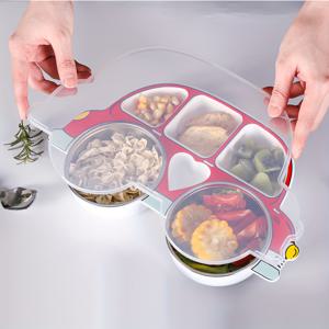 TEMU 뚜껑이 있는 만화 디너 플레이트 세트 2개입 304 스테인리스 보울 - 낙하 방지 식기류, 음식 접촉 안전, 직사각형 모양, 스테인리스 스틸, 가정 및 레스토랑 사용에 이상적, 레스토랑 식기류 | 재미있는 디자인 | 내구성 있는 식기류, 디너 플레이트 세트, 식기류, 아름다운 홈 및 주방 식기류, 서빙 접시, 아름다운 주방 접시