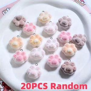 TEMU 20개 Kawaii Flocked Cat Paw Resin Pendants - 귀여운 만화 동물 키체인 장식, DIY 보석 만들기 액세서리, 귀걸이, 폰 래니드, DIY 공예, 고양이 액세서리, 폰 장식, 재미있는 디자인, 부드러운 질감