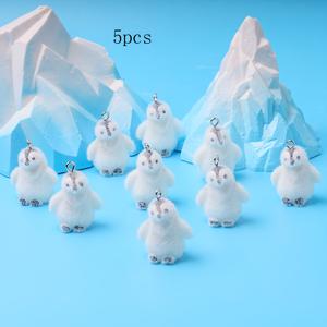 TEMU 귀여운 플로킹 펭귄 레진 참, 카툰 동물 귀걸이 키체인 DIY 액세서리, 크리스마스 및 눈 테마 파티 장식용 5/8/10/20개 세트