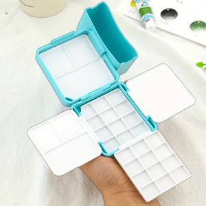 TEMU 미니 수채화 페인트 박스 12색 24색 휴대용 작은 포장 빈 박스 여행용 솔리드 세트 믹싱 팔레트 스케치 도구 플립 디자인 창의적인 문구 수채화 페인트 박스 수채화 믹싱 박스