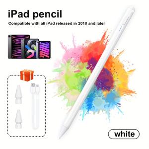 TEMU 아이패드 2018-2025용 펜, USB-C 고속 충전 기능, 픽셀 완벽한 기울기 감도 지원, 아이패드 11/10/9/7/6/A16, 아이패드 미니 7/6/5, 아이패드 에어 M3/M2 13.4/12.9/11 & 아이패드 프로 M4 13/12.9 호환, 노트 태이킹 액세서리, 모던 , 감촉, 전문가용 일러스트레이션