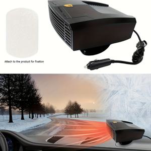 TEMU 1개 12V 고속 가열 휴대용 차량용 히터 & 디포거 - 360° 회전 ABS & 금속 히팅 팬, 차량용 플러그 플러그인, 겨울, 캠핑, RV, 트럭, SUV용 빠른 예열 - 차량 대시보드 워머|차량용선풍기