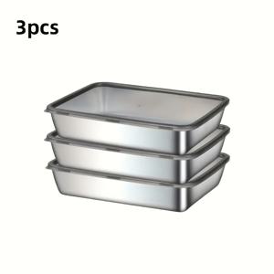 TEMU LDQ 스테인리스 대형 베이킹 트레이 3pcs (뚜껑 포함) - 사각, 쉽게 세척 가능한 논스틱 표면, 야채와 고기 로스팅에 완벽 – 홈 & 식당용으로 적합, 야채/만두 준비판 – 크리스마스 & 할로윈에도 최고의 주방필수품, 현대적인 주방도구, 튼튼한 제작, 식품등급 소재, 다목적 조리기구, meal preppers, 전문셰프를 위한