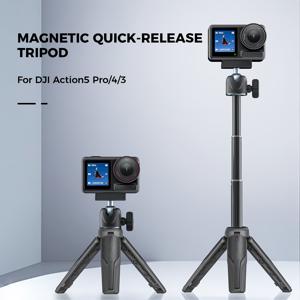 TEMU DJ Action5 Pro 자석식 퀵 릴리스 삼각대 연장봉 - 조절 가능한 높이 & 견고한 베이스, 가벼운 내구성 플라스틱 구조, 액션 카메라용 (Action4/3 호환), 블로깅 및 셀카 촬영에 이상적