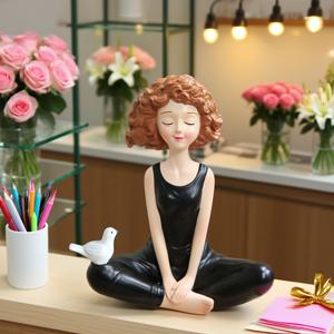 TEMU 1개 레진 요가 명상 소녀 조각상 - 거실, 사무실 또는 요가 스튜디오를 위한 우아한 홈 데코 - 요가 애호가를 위한 완벽한 선물, 실내/외부 사용 가능, 전기 필요 없음, 사무실 장식 | 평온한 홈 데코 | 세밀한 장인 정신, 젠 홈 데코