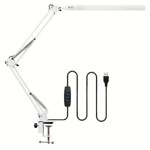 TEMU 1 LED USB 데스크 램프, 클립형 조절식 긴 암 조명, 눈 보호 독서등, 10단계 밝기, 3가지 조명 모드, 무단계 밝기 조절, 가정 사무실 메모리 기능 테이블 램프 방 장식, 침실용 데스크 램프, 거실용 데스크 램프, 책상 조명, 테이블 조명, 전등, 조명 무드등, 탁상조명, 스탠드 조명|식탁조명
