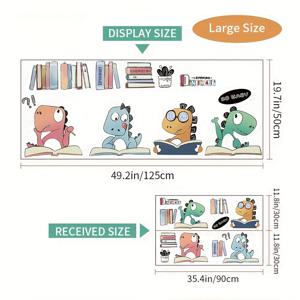 TEMU 방 장식용 자체 접착 만화 벽 스티커, 귀여운 공룡 독서 디자인 포함, 방, 침실 및 공부 공간에 적합. 마법 같은 공간을 만들고 자연, 유아, 어린이, 공부 DIY 인테리어를 더 상상력 있게 꾸며보세요. 공룡 벽 스티커, 장식 방, 영화 테마 욕실 및 스프레이 온 레인 패턴 시리즈