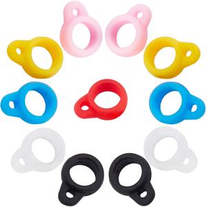 TEMU 1Bag 24PCS 6 색 Lostproof 무작위 혼합 색상 실리콘 고무 반지 거치대, 조정 가능한 목걸이 매는 밧줄 교체 펜던트, 펜 장치 용