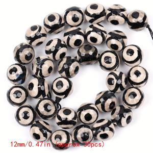 TEMU 보석 제작용 6mm-12mm 천연 삼안안 눈 디지 보석 비즈, 다이아몬드 컷 느슨한 스페이서 비즈, DIY 팔찌 목걸이 공예, 15