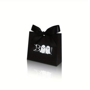 TEMU 10개 트릭 오어 트릿 부! 할로윈 선물 상자 - 세련된 블랙 & 화이트 디자인과 새틴 리본, 사탕과 작은 보물에 완벽한 매력적인 부! 할로윈 선물 상자 - 세련된 모노크롬 디자인과 새틴 리본
