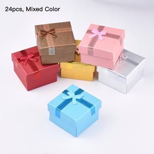 TEMU 24개 패키지 다양한 색상의 사각형 종이 보석 선물 상자, 스폰지 삽입물 포함, 5.1X5.1X3.5Cm, 반지, 귀걸이, 목걸이, 팔찌 디스플레이 및 포장, 보석 만들기 디스플레이 및 포장 용품, 비즈 및 보석 만들기