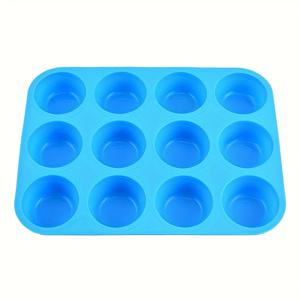 TEMU 12컵 실리콘 머핀 팬 - 머핀 케이크, 빵, 베이킹 도구, 주방 액세서리 만들기에 적합한 논스틱 실리콘 몰드