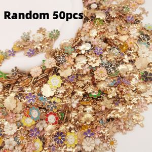 TEMU 20개/50개/100개 다색 꽃 시리즈 합금 오일 드롭 펜던트 DIY 주얼리 만들기 오일 드롭 디자인 공예 재료, 혼합 크기 및 스타일로 팔찌, 목걸이, 귀걸이, 키체인 등 DIY 제작에 사용 가능 - 랜덤 20개, 50개, 100개, 200개