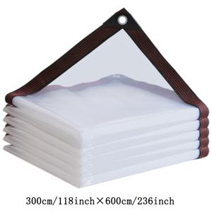 TEMU 10x20/6.6x10피트 투명 방수 타프, 고리형 아일렛 포함, 야외 정원 차량 비 눈 먼지 커버, 파티오 베란다 발코니 온실 자동차용