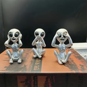 TEMU 3개 세트 환상적인 외계인 조각상: 판타지 테마 거실 장식, 레진 소재, 전원 불필요한 크리스마스/할로윈 , 가을 홈 데코 수집용 피규어