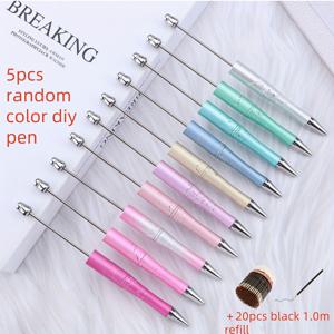 TEMU 25개 세트 (5개 펜 + 20개 블랙 리필) DIY 주얼리 만들기 키트, 멀티컬러 각인 볼펜, 비즈 및 공예 프로젝트용, 창의적인 문구 용품