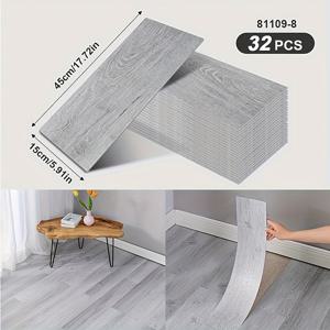 TEMU 32개 3D 목재 그라인 비닐 바닥 타일, 17.72