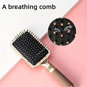 TEMU 여성용 헤어 브러시 세트 1개/2개 - 플라스틱 솔 헤어 브러시, 곱슬머리와 직모에 적합, 머리 마사지를 위한 에어백이 있는 ABS 핸들 디탱글링 마사지 빗, 긴 모발 스타일링 및 부드러움에 적합