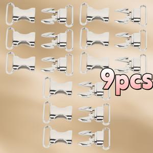 TEMU 9pcs 스테인레스 스틸 퀵 리리스 버클 - 가방, 팔찌, 애완동물 목줄 및 더 많은 것을 위한 내구성 강화 합금 미니 웨빙 버클, 애완동물 액세서리 | 세련된 버클 디자인 | 내구성 강화, 애완동물 버클
