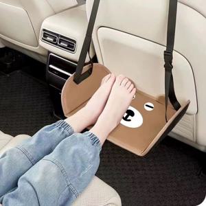 TEMU 휴대용 만화 곰돌이 모양 차량 발 받침대, 뒷좌석 지지대, 조절 가능한 발 패드, 대부분의 차량에 적합, 스타일 향상, 휴일 선물로 완벽.