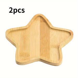 TEMU 15-Point Star-Shaped Bamboo Tray | 다목적 보석 및 화장품 보관 디스플레이 베이스 | 컵, 수кул, 및 더 많은 자연 목재 프로퍼 | 펜타그램 디자인, 보석 트레이가 있는 테이블 탑 오간라이저 |