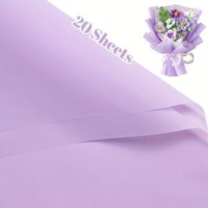 TEMU 20pcs 라이트 퍼플 방수 꽃 포장지 - 내구성이 뛰어난 플라스틱, 선물 바구니 및 보석, 꽃가게 용품, 얇은 종이, 꽃 포장 용품 | 우아한 선물 포장 | 내구성이 뛰어난 플라스틱 포장, 꽃 포장지