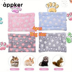 TEMU 4pcs 앱커 유니버설 매트리스 소형 동물용 - 토끼, 햄스터, 쥐, 수달, 쥐용 부드러운 플러시 수면 매트 | 모든 계절을 위한 실내 따뜻한 침구, 토끼 액세서리