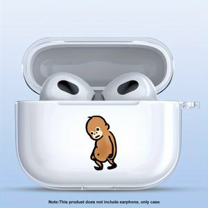 TEMU 스타일리시하고 귀여운 저프로파일 원숭이 디자인 투명 케이스 – for AirPods Pro/for AirPods Pro 2/for AirPods 3/for AirPods 4용, 내구성 강한 부드러운 소재 & 미끄럼 방지 기능, 가벼우면서도 보호력 좋은 선물 추천 (친구/가족/커플 선물로 완벽)