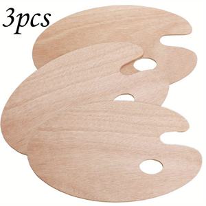 TEMU 3pcs 오발 나무 페인트 팔레트 - 손가락 홀 포함 - 워터 컬러, 오일, 아크릴 페인팅에 이상적 - DIY 아트 크래프트 용품으로 어머니의 날, 아버지의 날, 교사들의 날, 졸업식, 생일, 결혼식에 완벽한 DIY 아트 용품 | 자연스러운 나무 마감 | 내구성이 뛰어난 나무 팔레트, 나무 페인트 팔레트