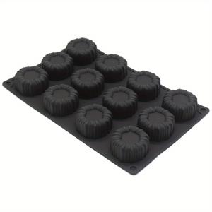 TEMU 1팩 블랙 실리콘 프렌치 디저트 몰드 - 초콜릿, 젤리, 무스용 3D 원통형 베이킹 도구, 플루티드 디자인, 내열성, 명절, 크리스마스, 발렌타인데이 및 DIY 공예에 완벽한 고온 저항 시로코렛 몰드