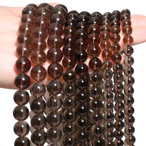 TEMU 4-12mm AAA 천연 스모키 쿼츠 라운드 비즈 - DIY 주얼리 만들기용, 우아한 그라데이션 브라운에서 클리어 스톤으로 변하는 구슬, 팔찌·목걸이·귀걸이용 - 수제 비즈 재료 및 공예 선물, 목걸이 제작용 비즈