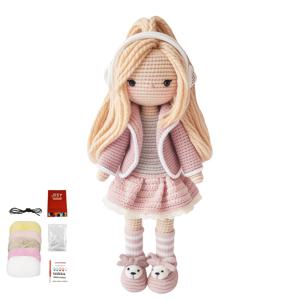 TEMU 헤드폰 걸 - 성인용 니팅 키트, 초보자 튜토리얼 비디오 포함 크로셰 DIY 공예 세트 - 종이 영어 기본 바늘 설명서 포함 - 고급 선물 포장 가방 - 필요한 모든 것이 포함되어 있습니다