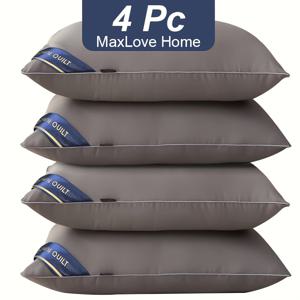 TEMU 4pcs MaxLove 소프트 베개 코어 - 높은 반사, 세탁 가능, 가정 및 호텔 사용 - 성인, 싱글 및 더블 침대 크기에 적합 - 완벽한 크리스마스 및 할로윈 선물, 편안한 목 지지, 호텔 품질 베개