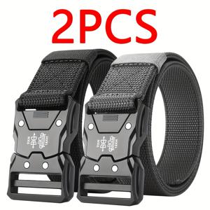 TEMU 2pcs 남녀공용 나일론 벨트 - 야외 스포츠 및 훈련에 적합, 통기성이 좋은 캔버스 직조 벨트, 빠른 릴리스 디자인, 편안하고 내구성이 뛰어난, 세련된 다기능