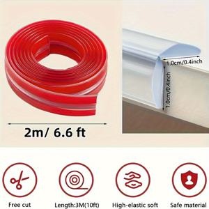 TEMU 6.6피트 두꺼운 PVC 소프트 코너 프로텍터, 강력 접착제 포함 - 캐비닛, 테이블, 서랍용 투명 미끄럼 방지 충격 흡수 가구 보호대 - 홈 & 오피스용 모던 디자인 매끄러운 마감, 내구성 있는 보호