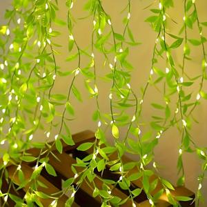 TEMU 1pc 5m Willow LED 스트링 라이트 | 100 따뜻한 빛 플라스틱 윌로우 가든, 페어리 분위기를 위한 완벽한 장식! 파티오/정원/결혼식/침실을 위한 다용도 장식, 포치 걸이형 배터리 없는 디자인 (AA 배터리 포함되지 않음), 크리스마스와 할로윈 파티에 이상적인 장식