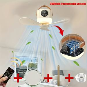 TEMU 야이아위수 캠핑 텐트 팬, 원격 제어, 3600mAh 충전식 배터리, 분리 가능한 팬 블레이드, 거울 및 조절 가능한 속도 - USB 충전, 야외 캠핑, 뒷마당, 기숙사, 텐트 팬 휴대용, 뒷마당 관리, 세련된 현대적인 디자인, 내구성|캠핑선풍기