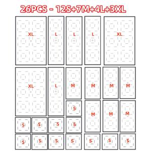 TEMU 26pcs 투명 아크릴 화장품 보관함 세트, 화장대에 적합, 립스틱, 아이섀도우, 제품 및 가정용품 보관 가능, 서랍 분리기, 데스크탑 화장품 보관함, 메이크업 보관용, 데스크탑 및 서랍 정리기, 가정용 보관용, 데스크 & 서랍 정리기
