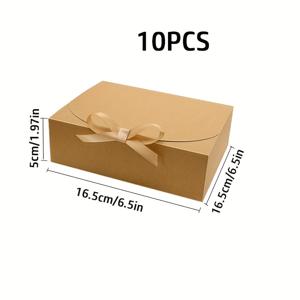 TEMU 10개 세트 리본 선물 상자, 플랩 크래프트 종이 벨트 골든 보우 리본 선물 상자, 대형/중형/소형 옷상자, 생일 선물 상자, 파티 선물 상자, 결혼식/크리스마스/할로윈 선물용