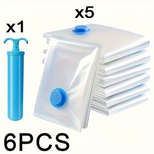 TEMU 3/6pcs 추가 대형 진공 보관 가방 세트, 1개의 수동 펌프가 있는 진공 보관 가방 세트, 40X60Cm, 밀폐 압축, 먼지 방지, 옷, 침구에 적합한 공간 절약, 기숙사, 옷장 및 이동에 이상적