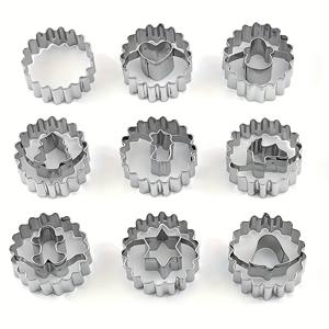 TEMU 9pcs/세트 스테인리스 크리스마스 꽃 쿠키 몰드 세트, 케이크·비스킷 제작용 주방 도구, DIY 베이킹 용품