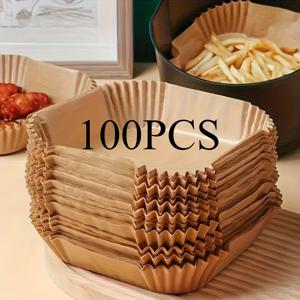 TEMU 100개 비스틱 에어 프라이어 패드 - 사각 종이 베이킹 & 베이킹 팬, 건강한 요리, 쉬운 청소 - 레스토랑, 베이킹 오일 종이, 베이킹 패드, 딥 프라이어 액세서리에 이상적|에어프라이어