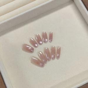 TEMU 10개 SZY337 오로라 파스텔 퍼플 프레스온 네일 - 오벌 숏 오벌 모양, 핸드메이드 광택 마감, 여성용 탈착식 인조 네일, 우아한 일상 및 공식 행사용 - 홈 살롱 퀄리티 매니큐어, 귀여운 짧은 네일, 특별한 날을 위한 네일, 캣아이 효과, 내구성 있는 프레슨, 패션 애호가, 고품질 프레슨, 뷰티 애호가