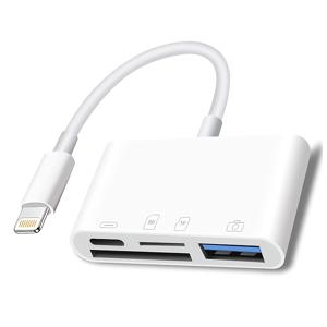 TEMU 아이폰 & 아이패드용 4-in-1 라이트닝 카드 리더 - SD/TF 카드 리더, USB OTG, 고속 충전 및 휴대용, 디지털 카메라 호환 | USB to 라이트닝 어댑터